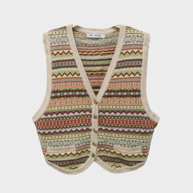 MELROSE 에스닉 울 앙고라 혼방 니트베스트 62300