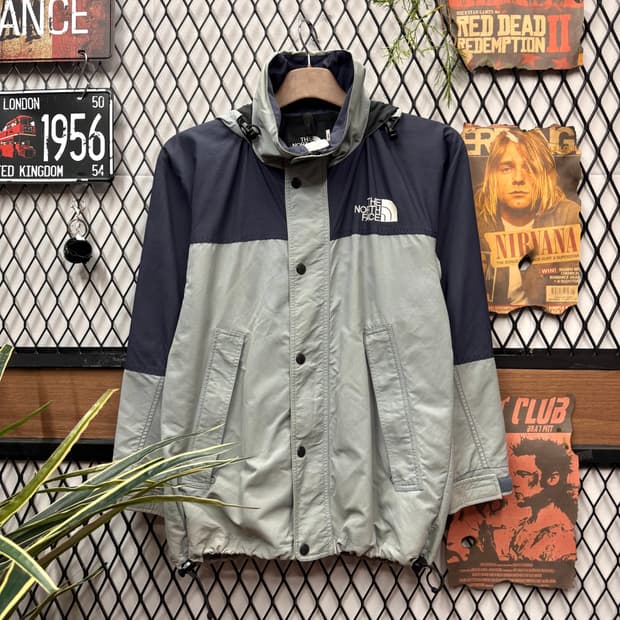 00s 노스페이스 올드스쿨 후드 바람막이 그래이 네이비 배색