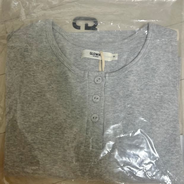 글로니 3/4 button fly tee (melange gray) M