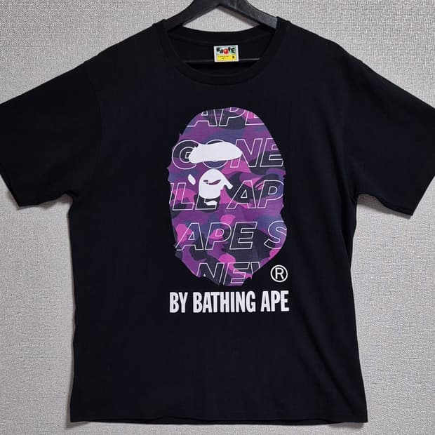M ) BAPE 베이프 블랙 퍼플 카모 반팔티