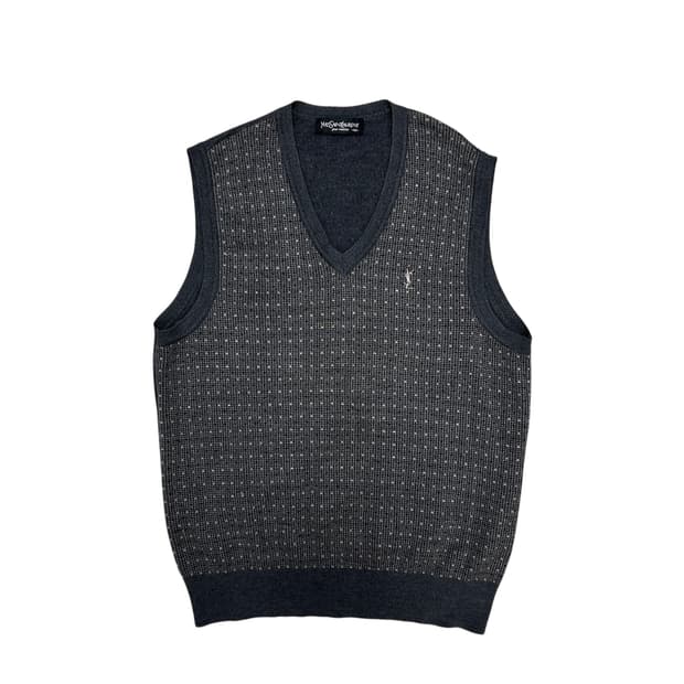 입생로랑 자수로고 패턴 울 니트조끼(100)