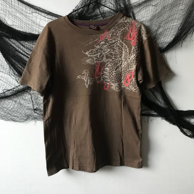 Oriental dragon printing halfsleeve 
