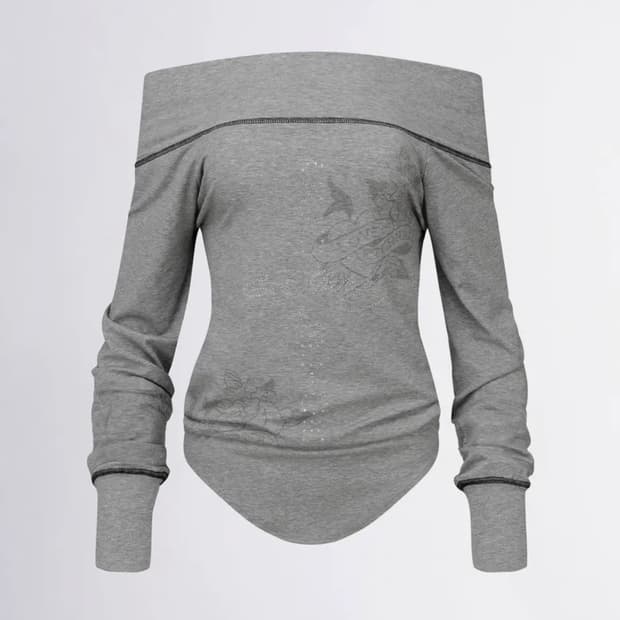 스컬프터 X 에드하디 Raglan Off-Shoulder Tee