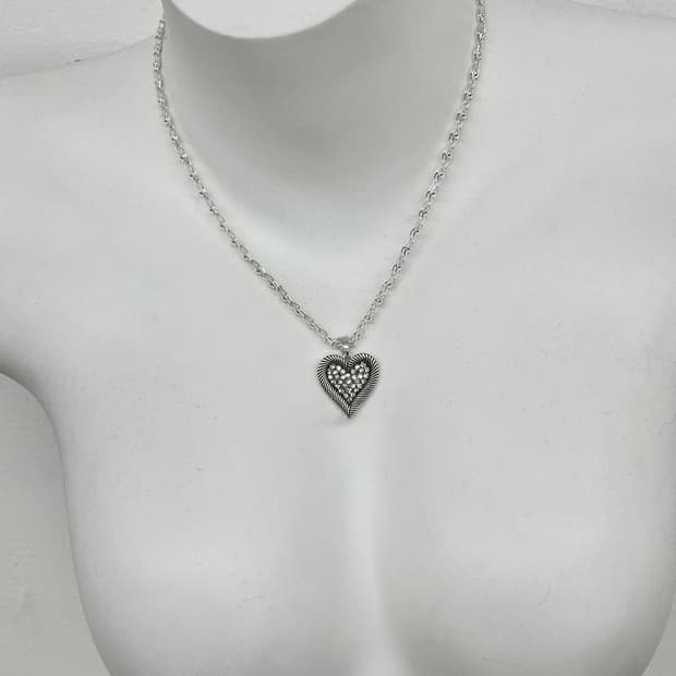 하트 큐빅 체인 네크리스