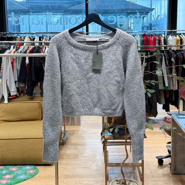 올세인츠 실버 로제타 틴셀 크롭 니트