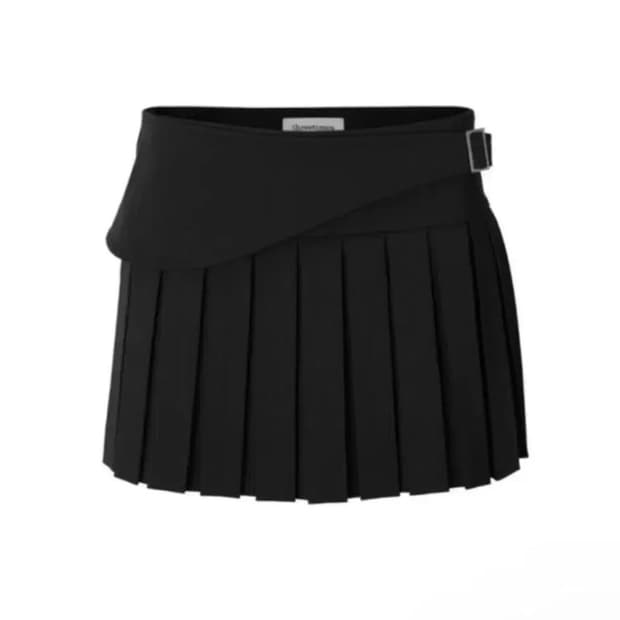 쓰리타임즈 tidy pleats 플리츠 스커트 블랙 M