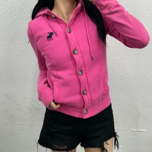아베크롬비 순록로고 핑크 후드자켓 S