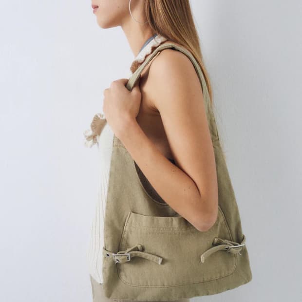 니콜 데님 토트백 베이지