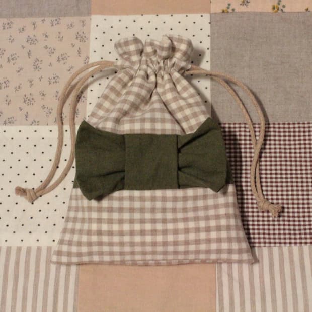핸드메이드 리본 스트링 파우치
