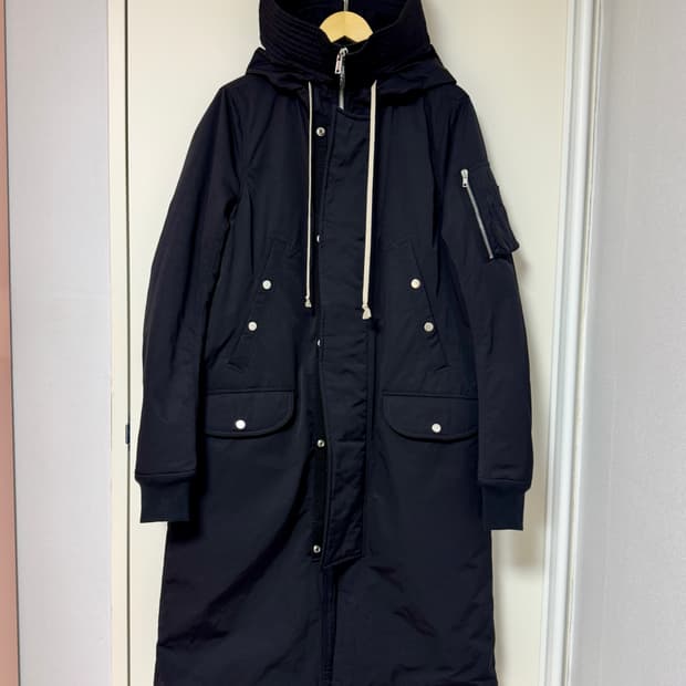 릭오웬스 다크쉐도우 롱 후드 파카 야상코트