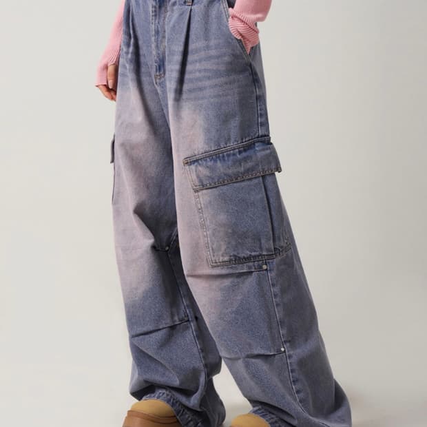 Side Big Cargo Pants CAMO VINTAGE PINK S