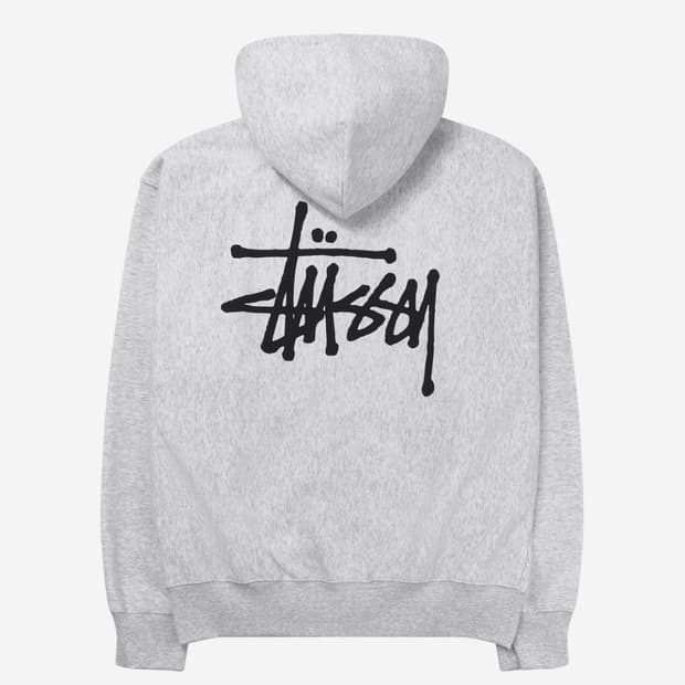 스투시 베이직 스투시 후드 집업 애쉬 헤더
