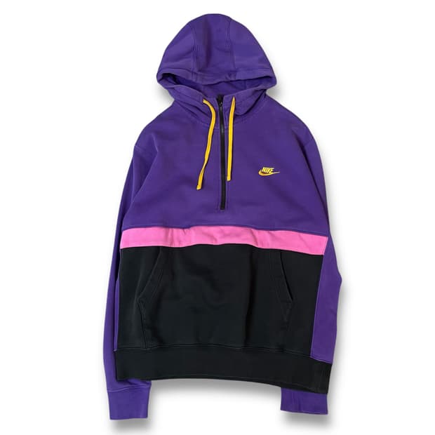 나이키 퍼플 핑크 옐로우 멀티배색 후드 반집업 2XL