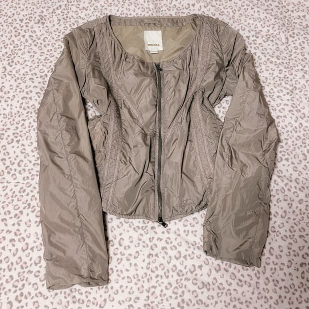 디젤 y2k 핀터깔 투웨이 레이어드 포인트 워싱 셔링 디테일 자켓