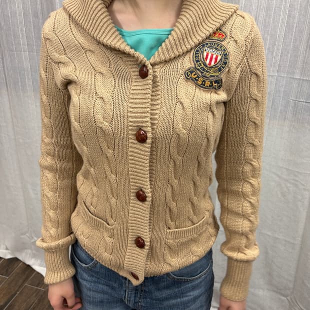 폴로 랄프로렌 진스 케이블 숄카라 캐시미어 니트 가디건