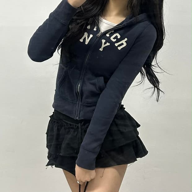 아베크롬비 y2k 여리핏 블랙 대장급 걸즈 후드집업 희귀져지(L)