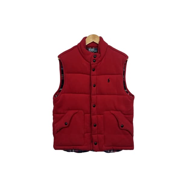 폴로 랄프로렌 안감 체크 패딩 조끼 베스트