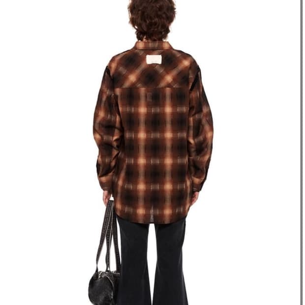 마뗑킴 셔츠 TWO POCKET CHECK SHIRT IN BROWN  