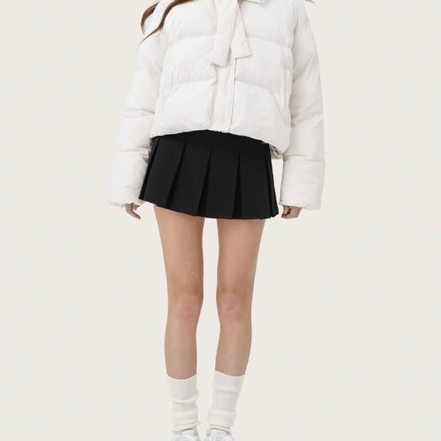 클리시어 snowy ribbon puff jacket 
