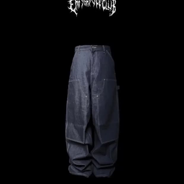 Emostanceclub 재패니즈 인디고 와이드 진 1size