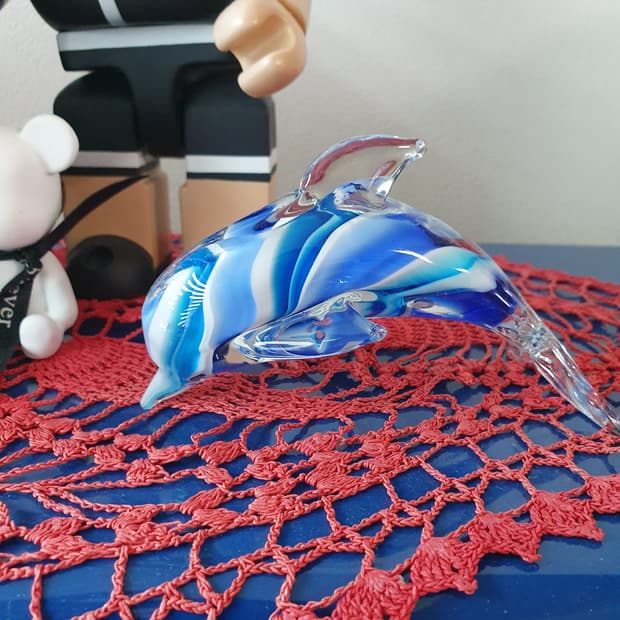 빈티지 레트로 블루돌핀 유리 장식