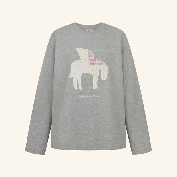 레터프롬문 horse flower patchwork t-shirt
