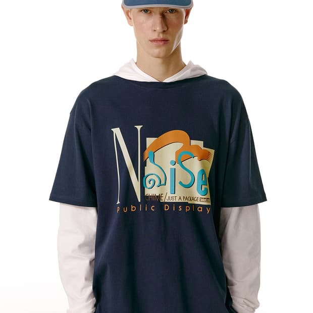 Noise Layered Hooded Tee Navy