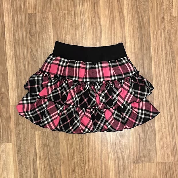 체크 캉캉 스커트