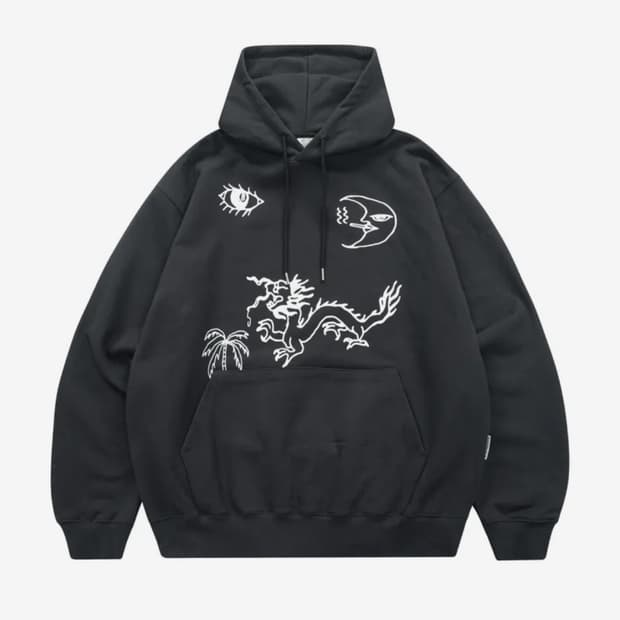 더바이닐하우스 HIEROGLYPH HOODIE CHARCOAL후드티