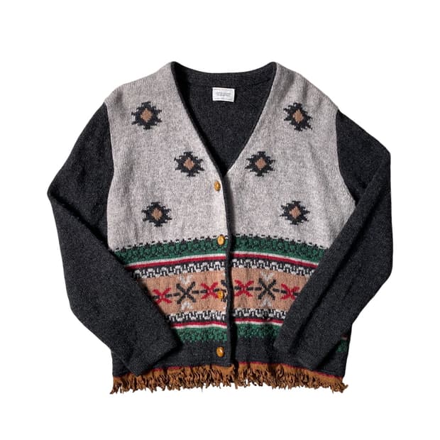 베네통 쉐틀랜드 울 패턴 니트 가디건 (Man M)