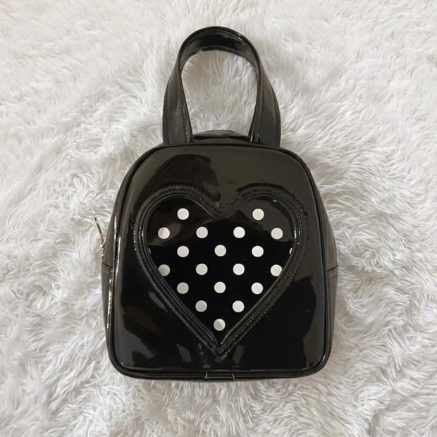 꼼데가르송 걸 도트 하트 토트백