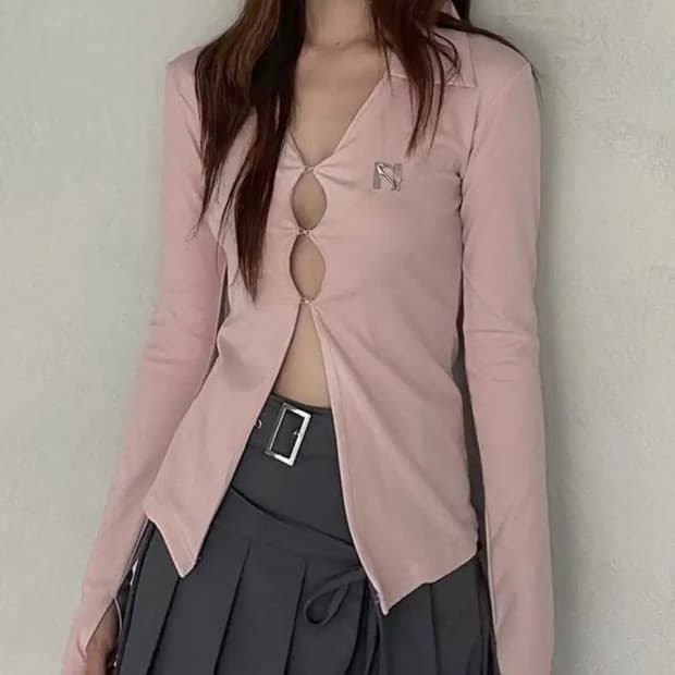 뉴얼린 셔츠탑 피치핑크