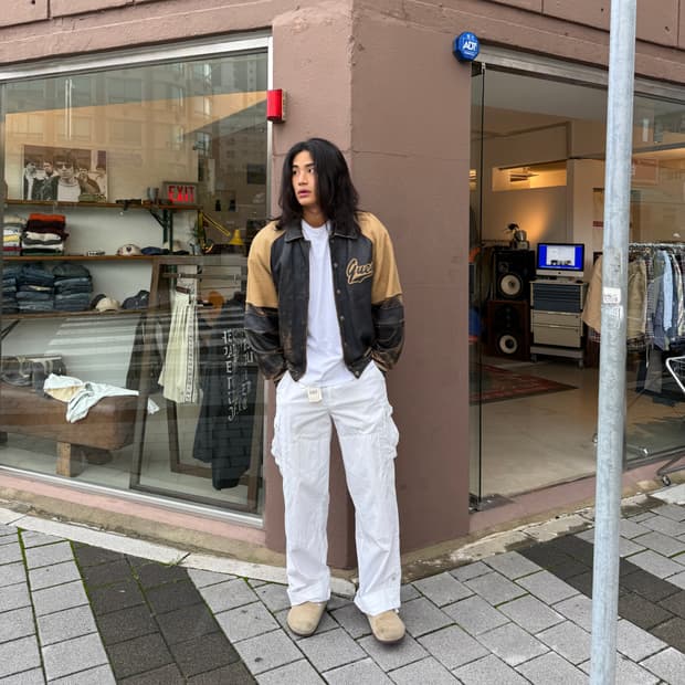 올드 게스 리얼레더 바시티 자켓