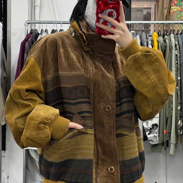 Vittorio Forti 스웨이드 니트 집업 자켓