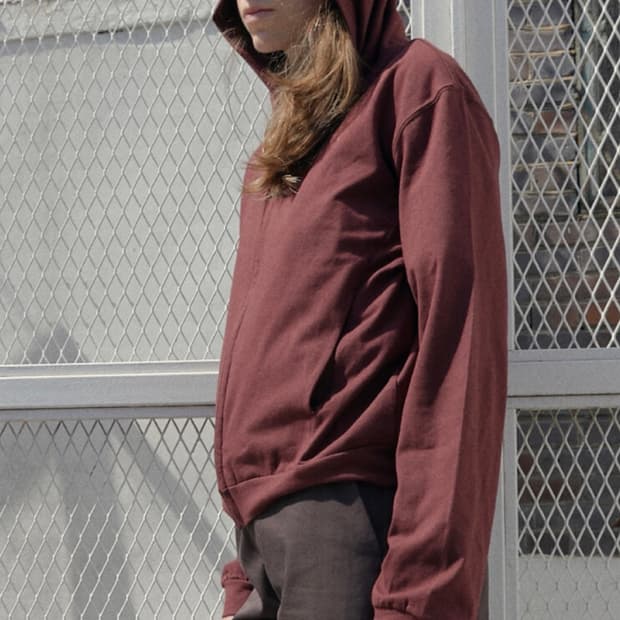 [1] mudule lounge hoodie zip up burgundy