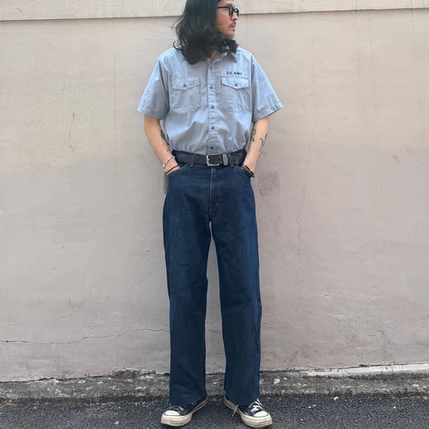 일본 랭글러 와이드 셀비지 데님 팬츠