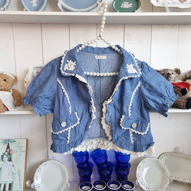 엑시즈팜(axes femme) 로맨틱 데님 레이스 볼레로