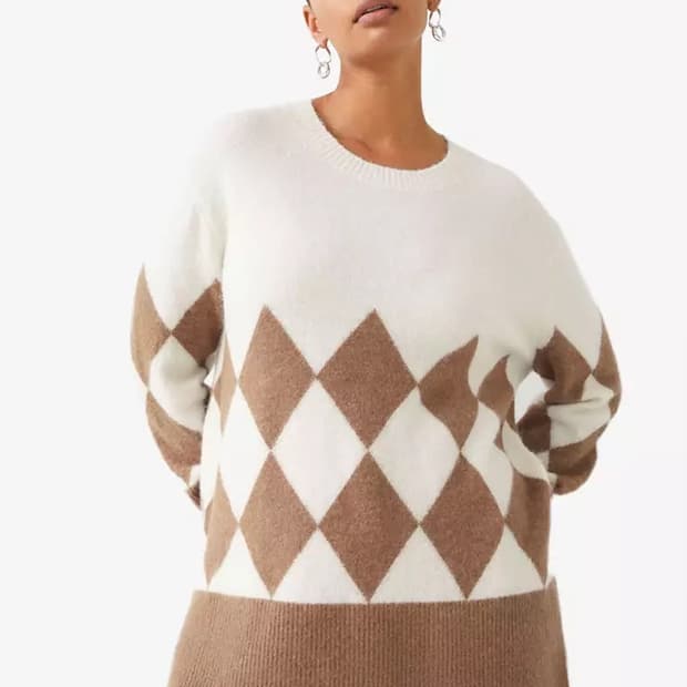 앤아더스토리즈 아가일 오버핏 알파카 니트 스웨터 S