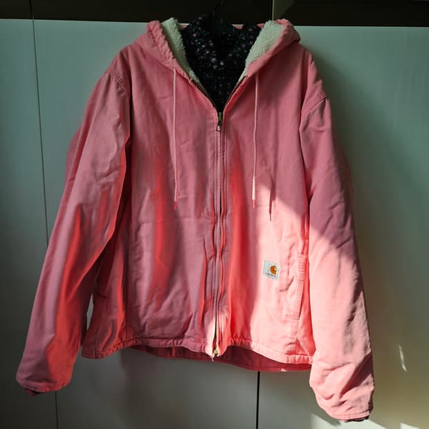 칼하트 빈티지 핑크 양털 후드집업 남녀공용 L