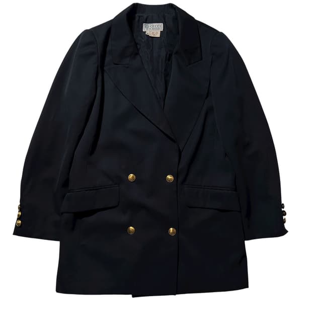 구찌 80‘s 금장 로고 버튼 더블 블레이저 자켓