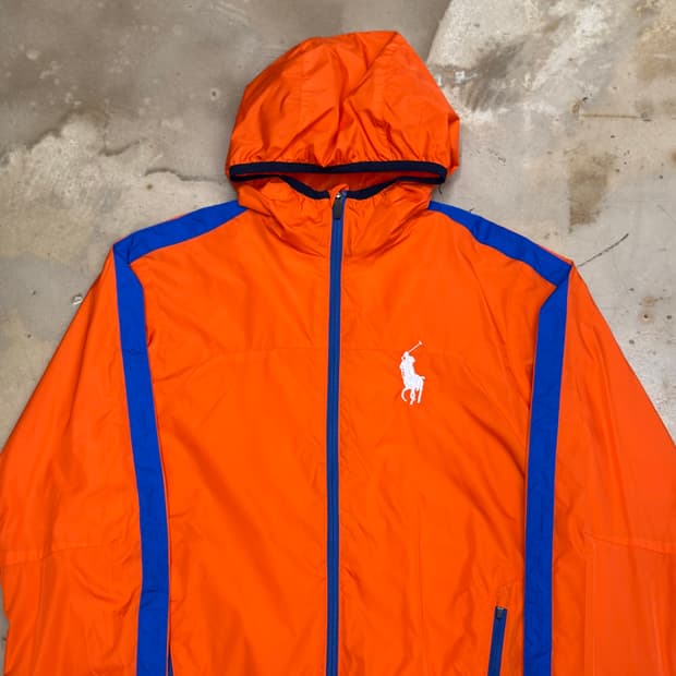 XS 폴로랄프로렌 빅포니 오렌지 후드 바람막이