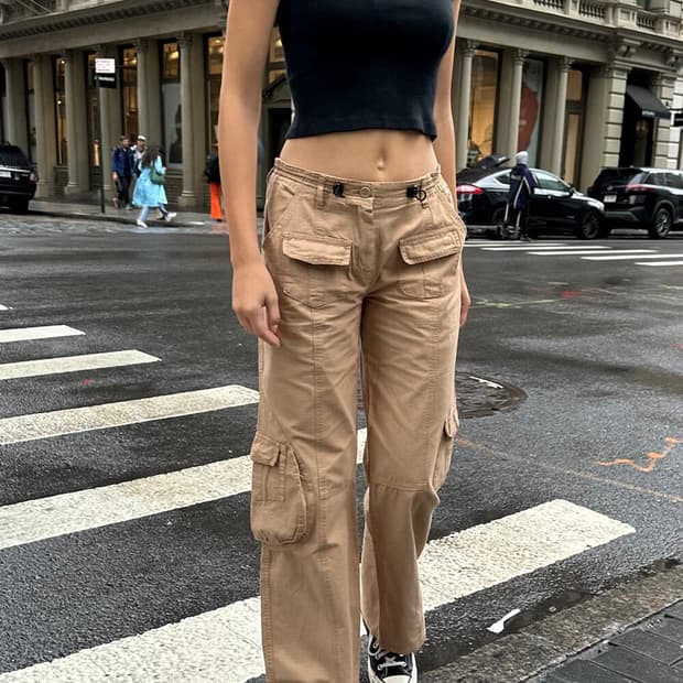 브랜디멜빌 로우라이즈 베이지 킴 카고 팬츠