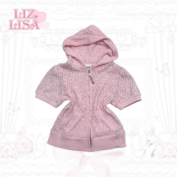 리즈리사 리본하트참 핑크 반팔 집업 히메갸루 라떼갸루 일본빈티지