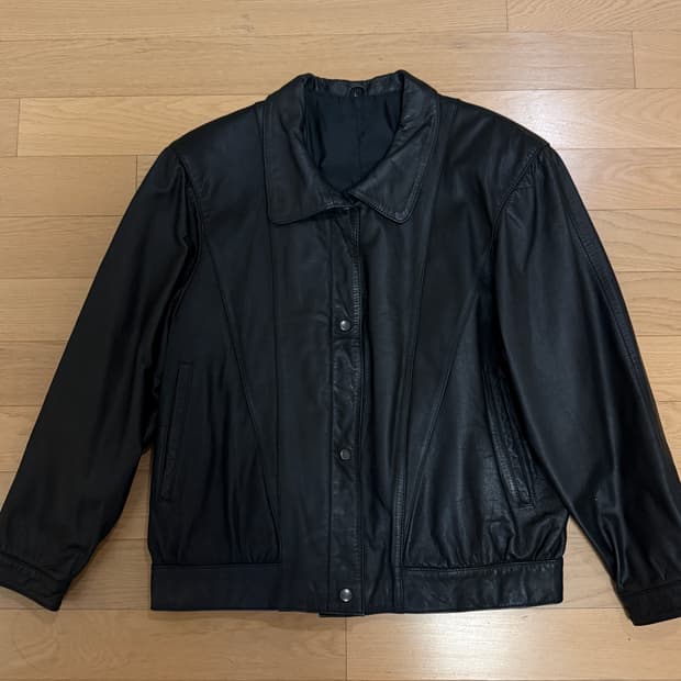 빈티지 레더 블루종