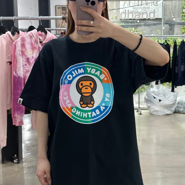 베이프 마일로 컬러블럭 반팔티