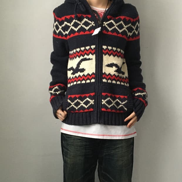 Hollister hood knit zip up