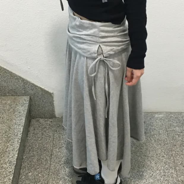 언발 플레어 스커트 레이어드 