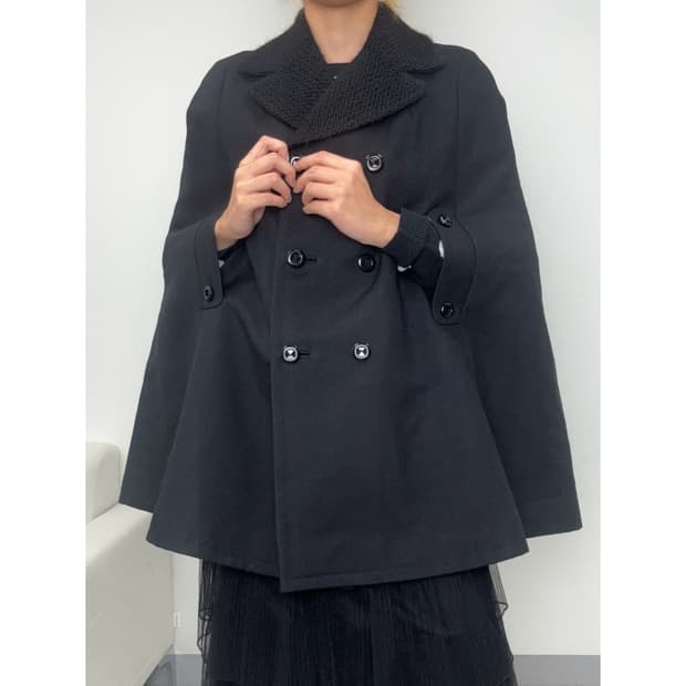 빈티지 블랙 케이프 판쵸 망토