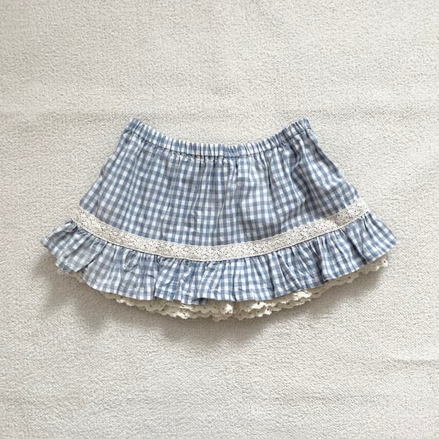 베이비블루 깅엄체크 러블리 큐롯팬츠