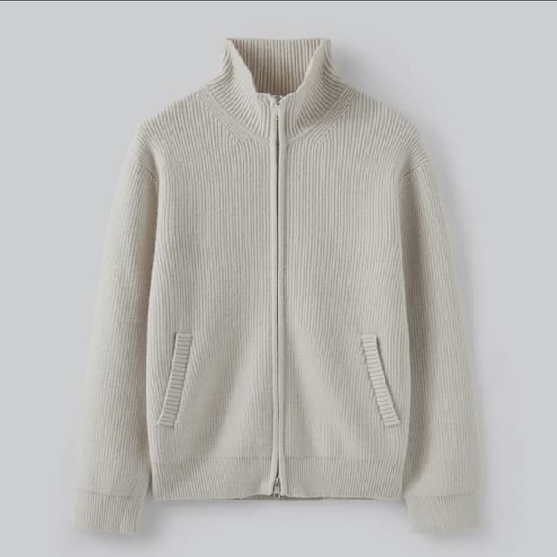 파브레가 울 집업 니트 오트밀